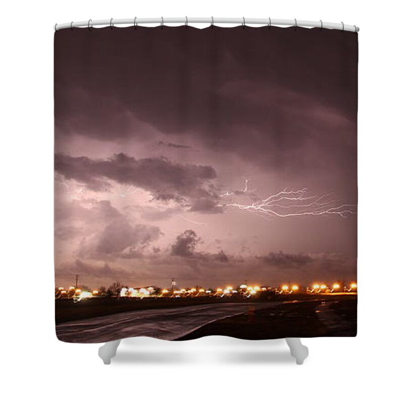 Stormscape Shower Curtain featuring the photograph Our 1st Severe Thunderstorms in South Central Nebraska #15 by NebraskaSC