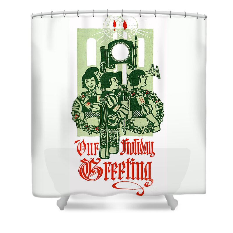 Christmas Shower Curtain featuring the digital art Our Holiday Greeting by Art MacKay