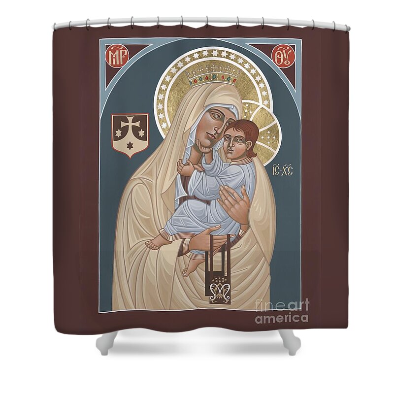 Our Lady Of Mt. Carmel Was Commissioned By The Church Of Mt. Carmel In Brooklyn Shower Curtain featuring the painting Our Lady of Mt. Carmel 255 by William Hart McNichols