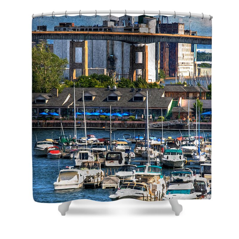 Buffalo Shower Curtain featuring the photograph Out at the Harbor v3 by Michael Frank Jr