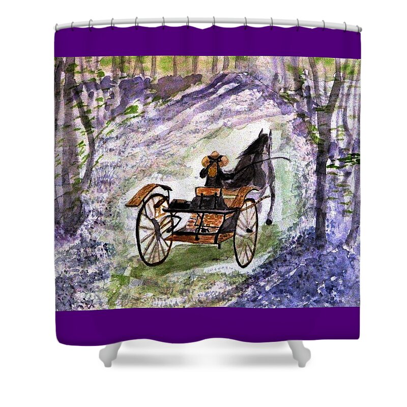 Carts Shower Curtain featuring the painting Out In The Meadowbrook Cart by Angela Davies