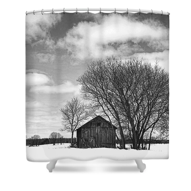 Old Farm Building Shower Curtain featuring the photograph Out In The Sticks by Thomas Young