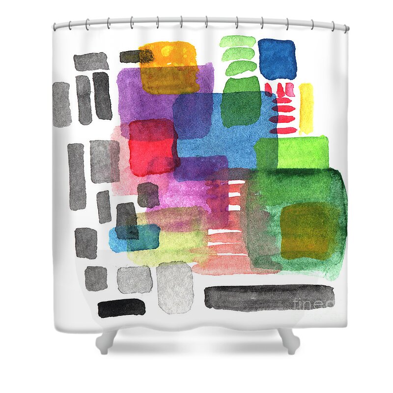 Squares Shower Curtain featuring the painting Out Of The Box by Linda Woods