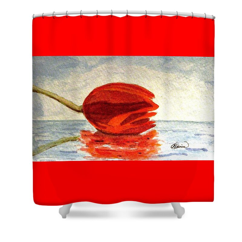 Tulip Paintings Shower Curtain featuring the painting Out To Sea by Angela Davies