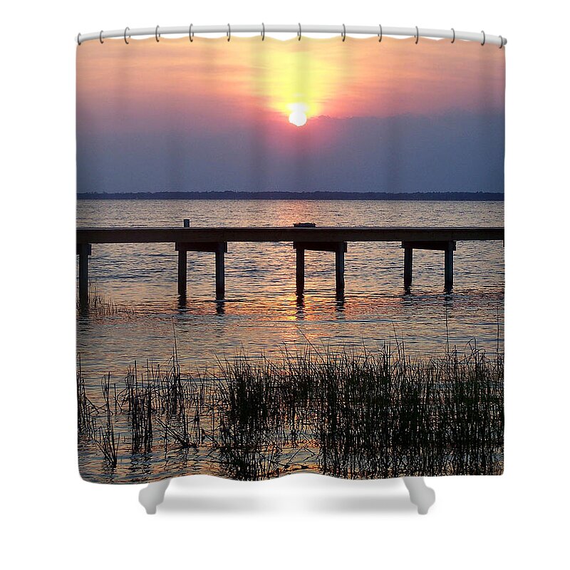 Landscape Shower Curtain featuring the photograph Outerbanks NC Sunset by Sandi OReilly