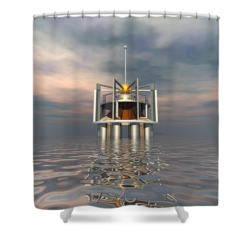 Structure Shower Curtain featuring the digital art Outpost by Phil Perkins