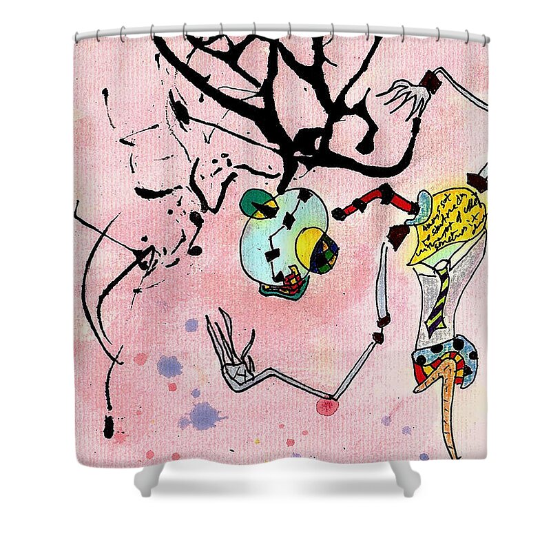 Surreal Shower Curtain featuring the painting Over Here by Jeff Barrett