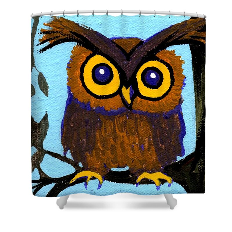 Owl Shower Curtain featuring the painting Owlette by Genevieve Esson
