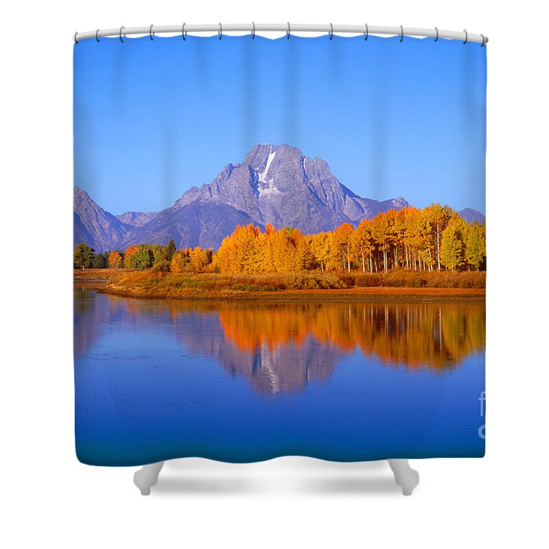 Landscape Shower Curtain featuring the photograph Oxbow Bend in Grand Teton by Benedict Heekwan Yang