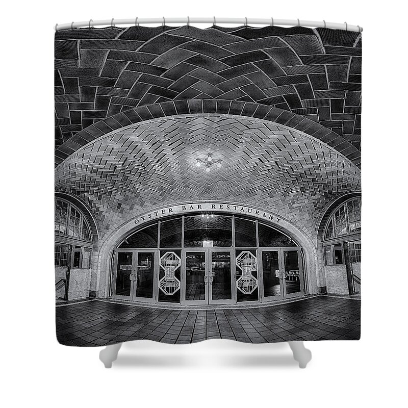 Empire State Shower Curtain featuring the photograph Oyster Bar BW by Susan Candelario