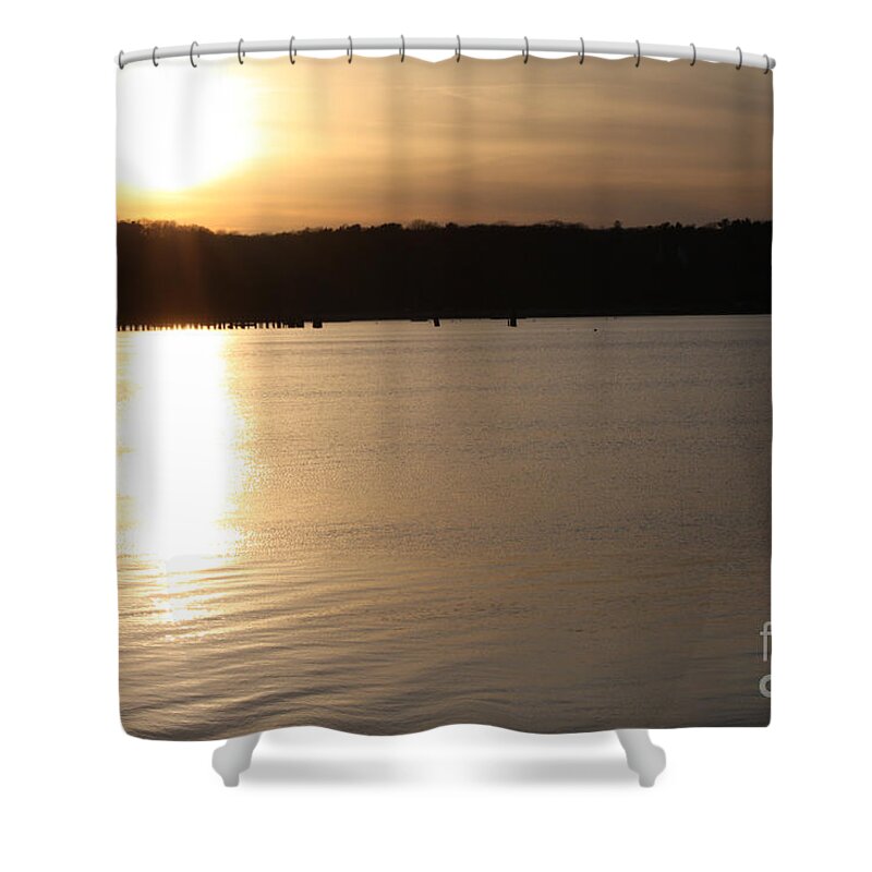 Oyster Bay Sunset Shower Curtain featuring the photograph Oyster Bay Sunset by John Telfer