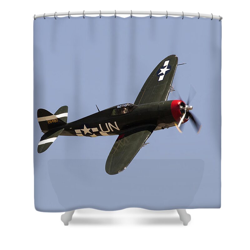P-47 Shower Curtain featuring the photograph P-47 Thunderbolt by John Daly