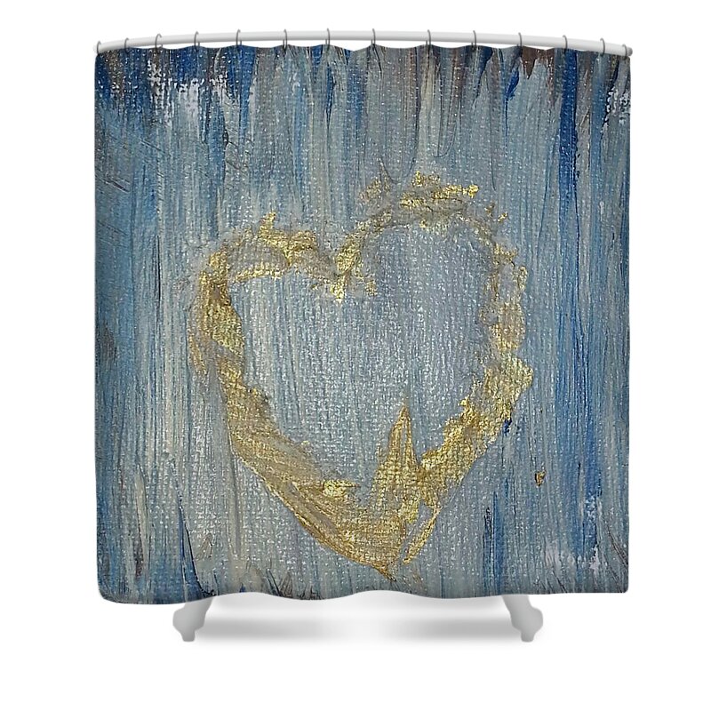 Abstract Painting Strcutured Mix Shower Curtain featuring the painting P2 by KUNST MIT HERZ Art with heart