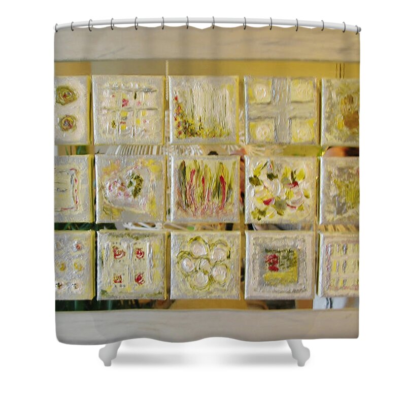 Acryl Painting -mirror Shower Curtain featuring the painting P2P-4 mirror by KUNST MIT HERZ Art with heart