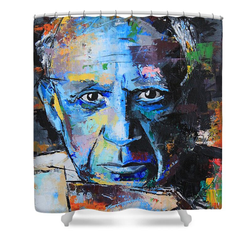 Pablo Picasso Shower Curtain featuring the painting Pablo Picasso by Richard Day