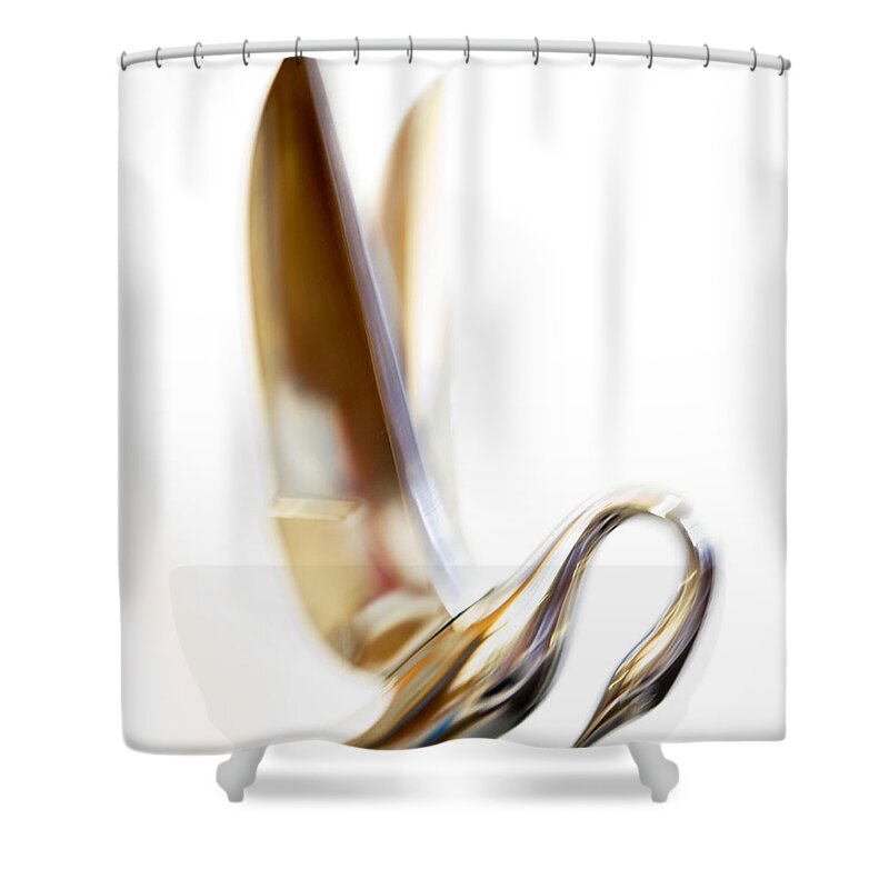 1940s 1950s Shower Curtain featuring the photograph Packard Swan by Marilyn Hunt