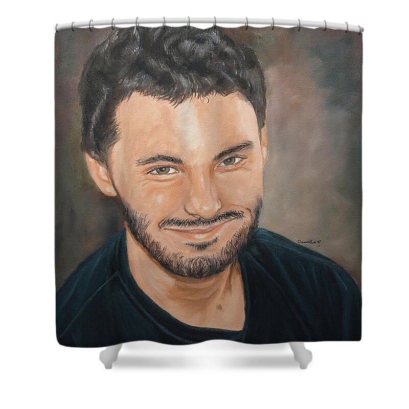 Portrait Shower Curtain featuring the painting Packy by Quwatha Valentine