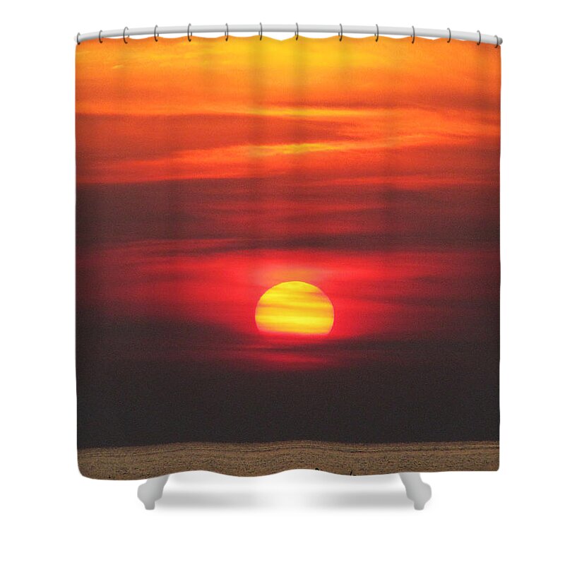 Sunset Shower Curtain featuring the photograph Paddling under the sun by Richard Reeve
