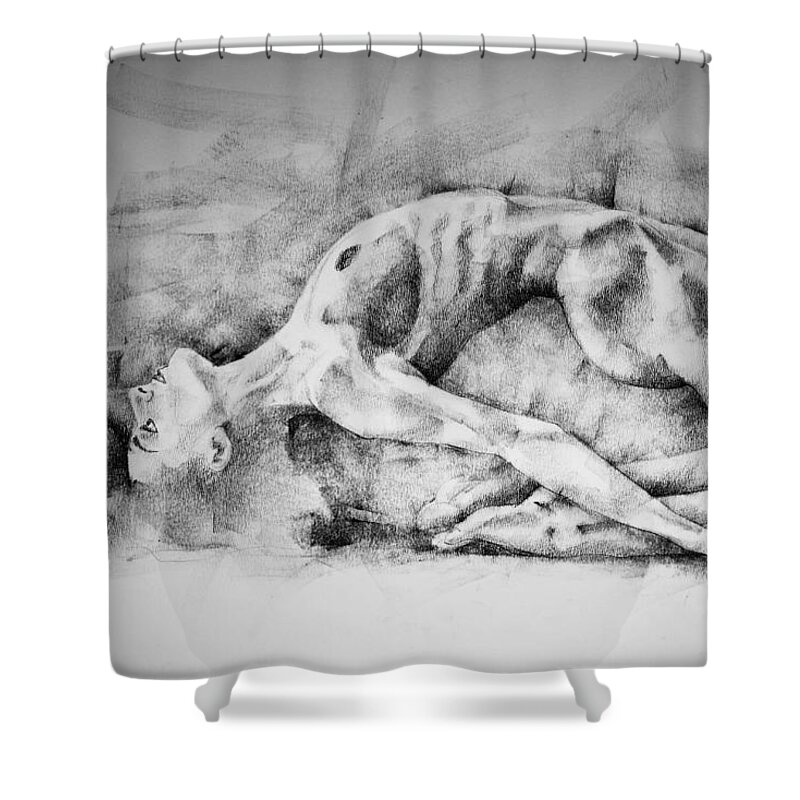 Erotic Shower Curtain featuring the drawing Page 6 by Dimitar Hristov