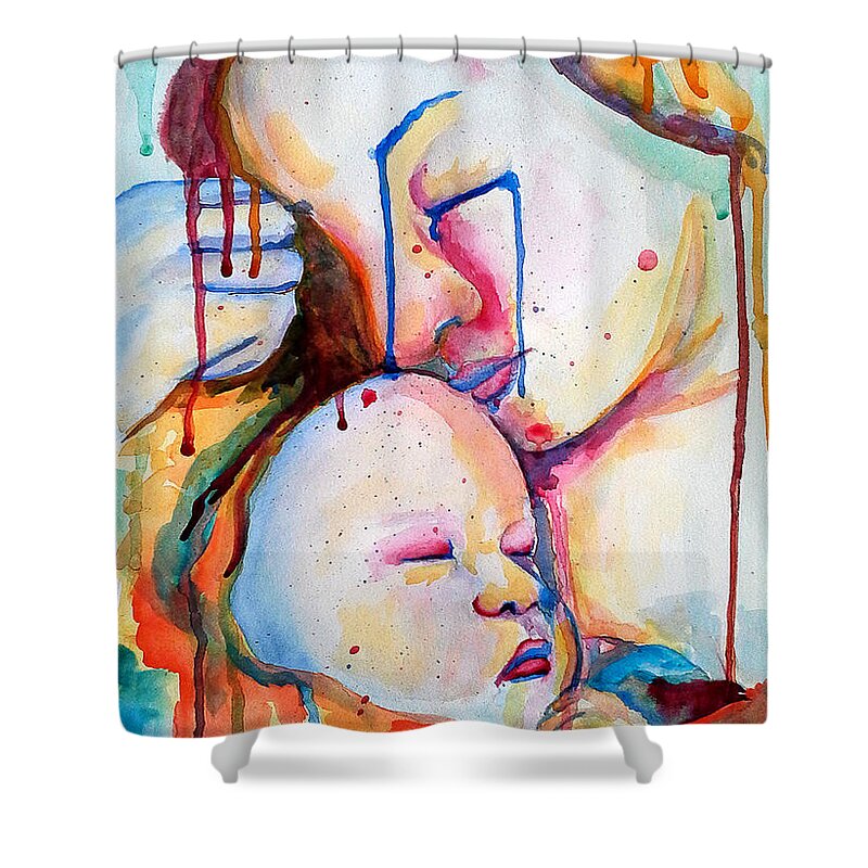 Mother Shower Curtain featuring the painting Painful Joy by Janet Garcia