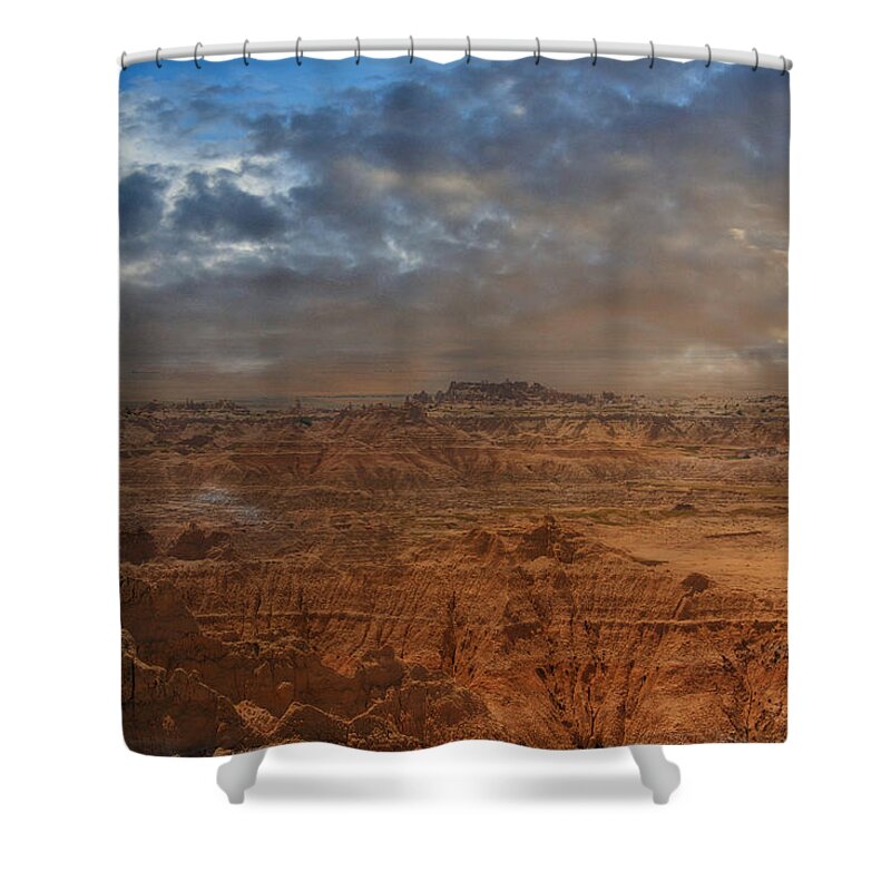 Badlands Shower Curtain featuring the photograph Painted by Nature by Judy Hall-Folde