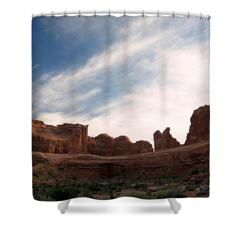 Rock Shower Curtain featuring the photograph Painted Sky and Rock by Beth Collins