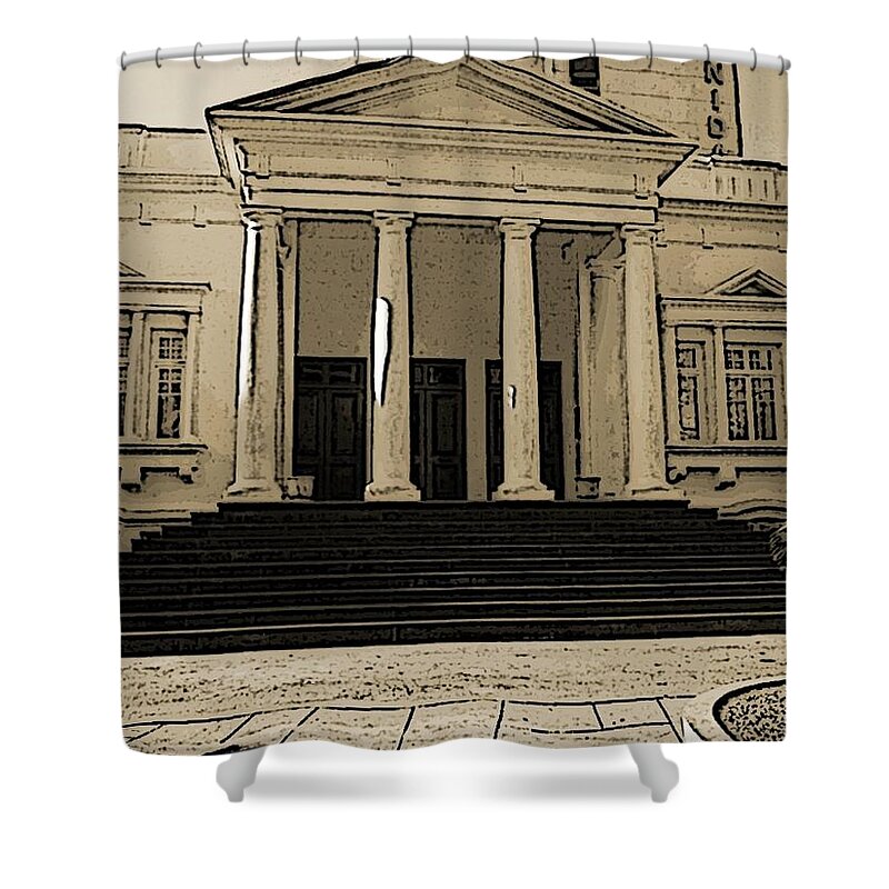 Palacio Dos Casamentos Shower Curtain featuring the photograph Palace of Weddings in Mozambique by Zinvolle Art