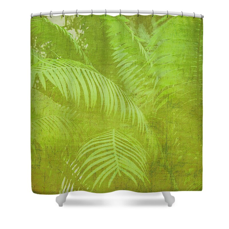 Tropical Shower Curtain featuring the photograph Palm leaves botanical abstract by Marianne Campolongo