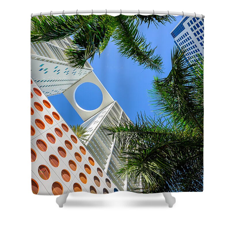 Architecture Shower Curtain featuring the photograph Palms and Circles by Raul Rodriguez