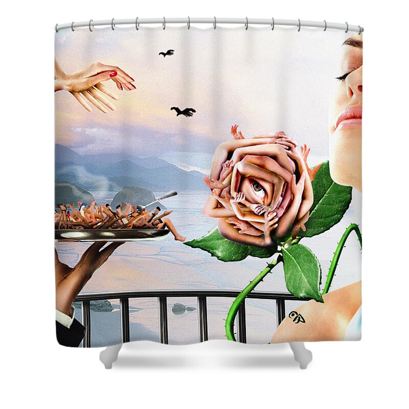 Woman Shower Curtain featuring the digital art Pamina by Alessandro Della Pietra