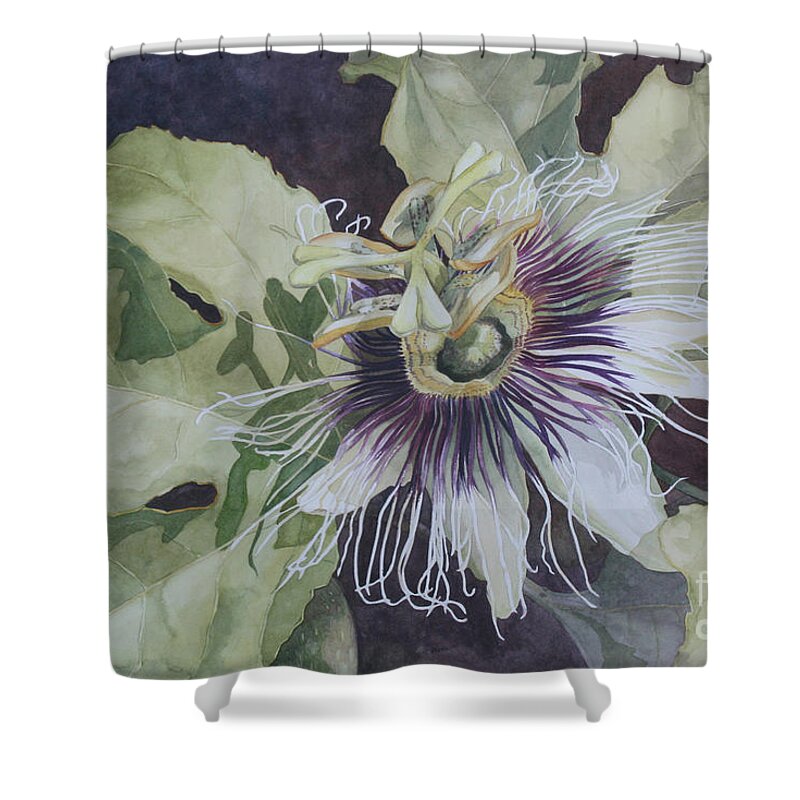 Flower Shower Curtain featuring the painting Panama Passion by Jan Lawnikanis