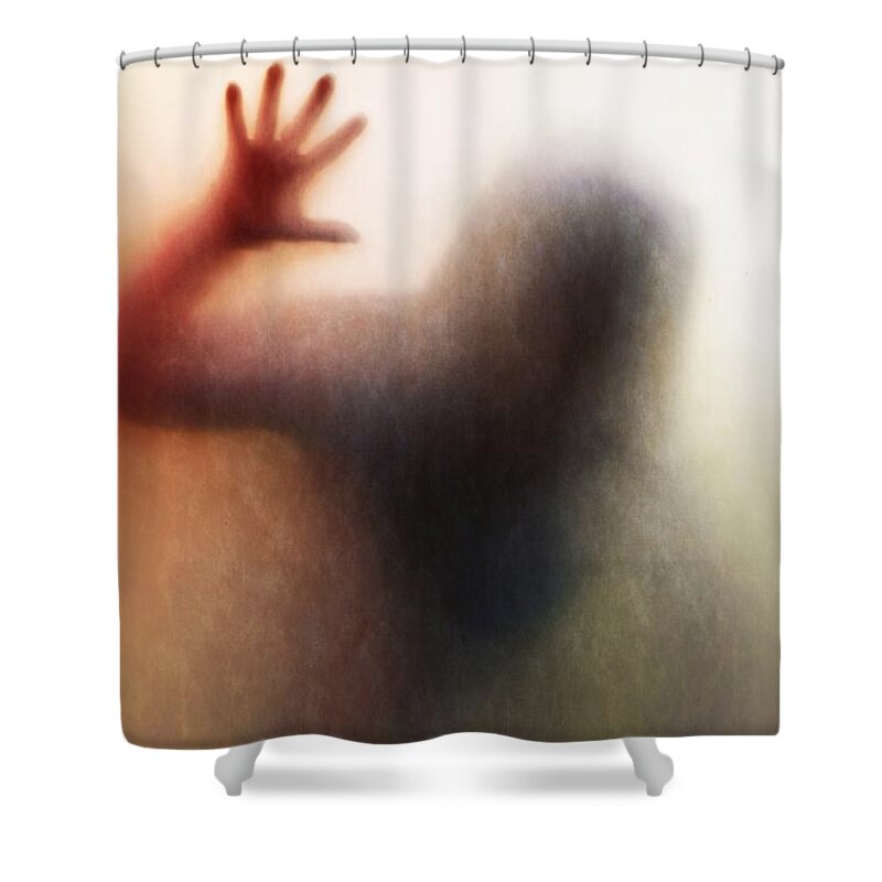 Blood Shower Curtain featuring the photograph Panic Silhouette by Carlos Caetano