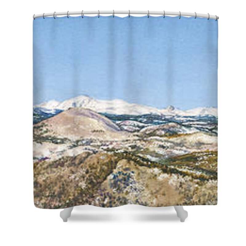 Panorama Painting Shower Curtain featuring the painting Panorama from Flagstaff Mountain by Anne Gifford