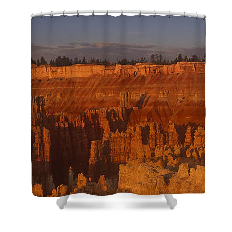 Dave Welling Shower Curtain featuring the photograph Panorama Moonrise Sunset Point Bryce Canyon National Park Utah by Dave Welling