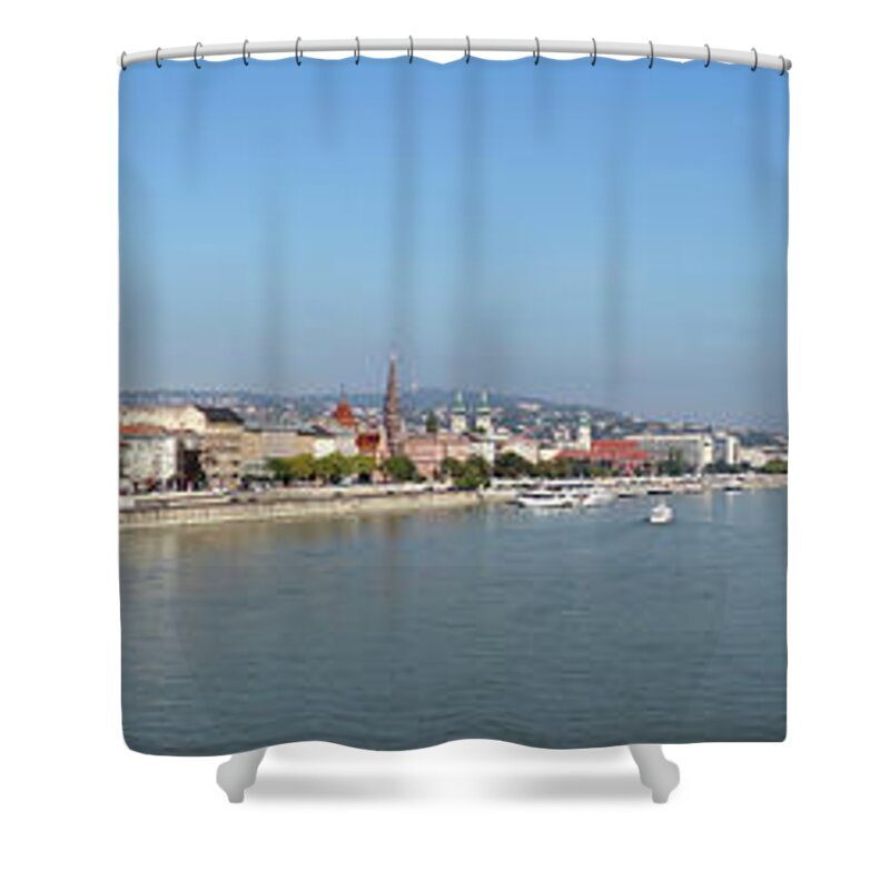 Tranquility Shower Curtain featuring the photograph Panorama Of Danube River And City by Chlaus Lotscher