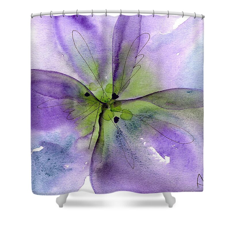 Watercolor Shower Curtain featuring the painting Pansy 1 by Dawn Derman