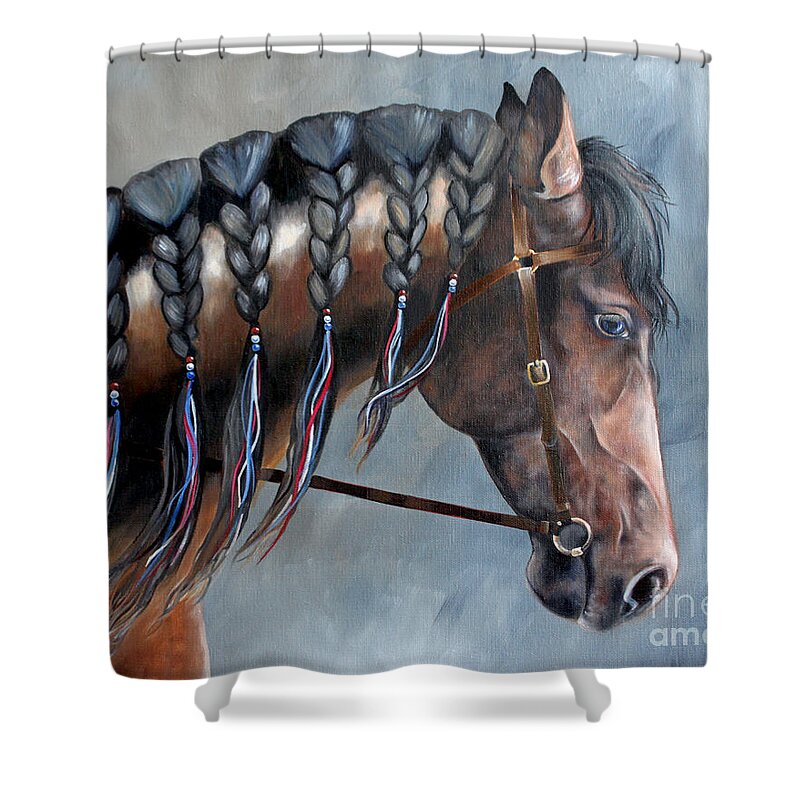 Horse Shower Curtain featuring the painting Parade Profile by Debbie Hart