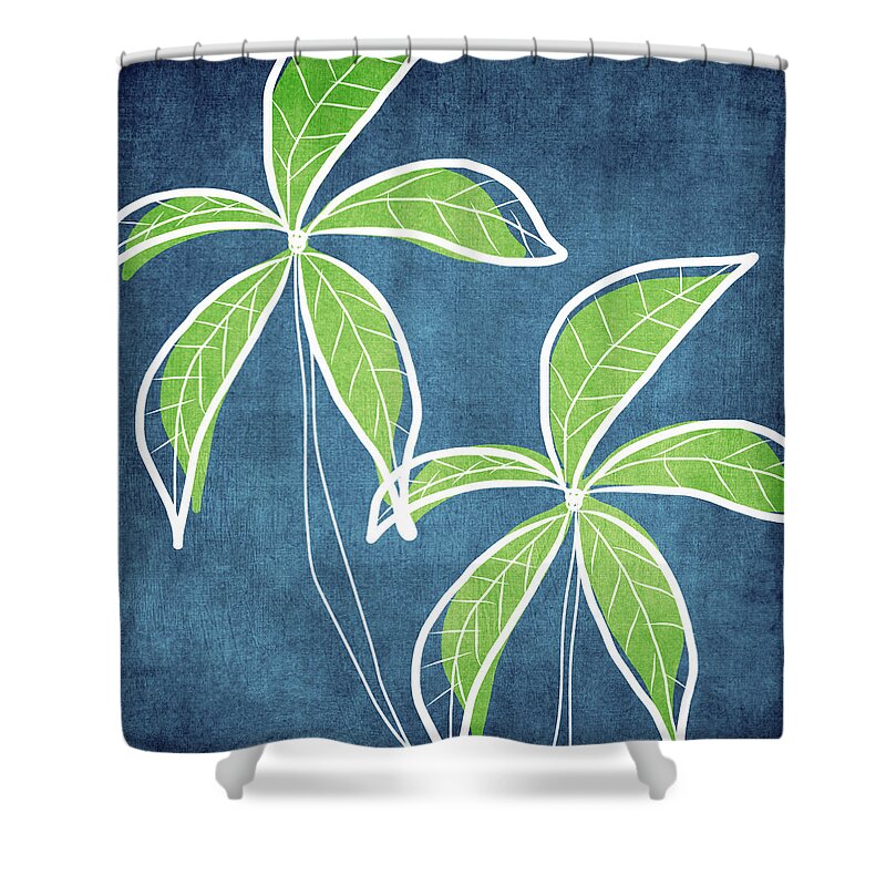 Palm Trees Shower Curtain featuring the painting Paradise Palm Trees by Linda Woods