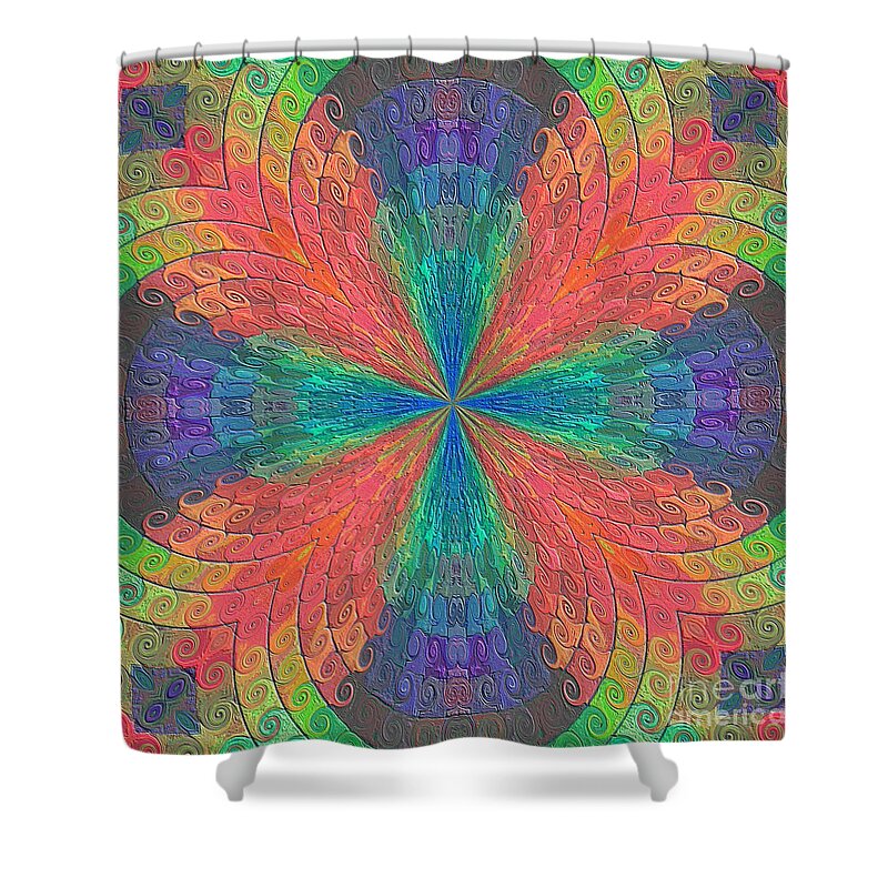 Paradiso Shower Curtain featuring the mixed media Paradiso 6 by Leigh Eldred