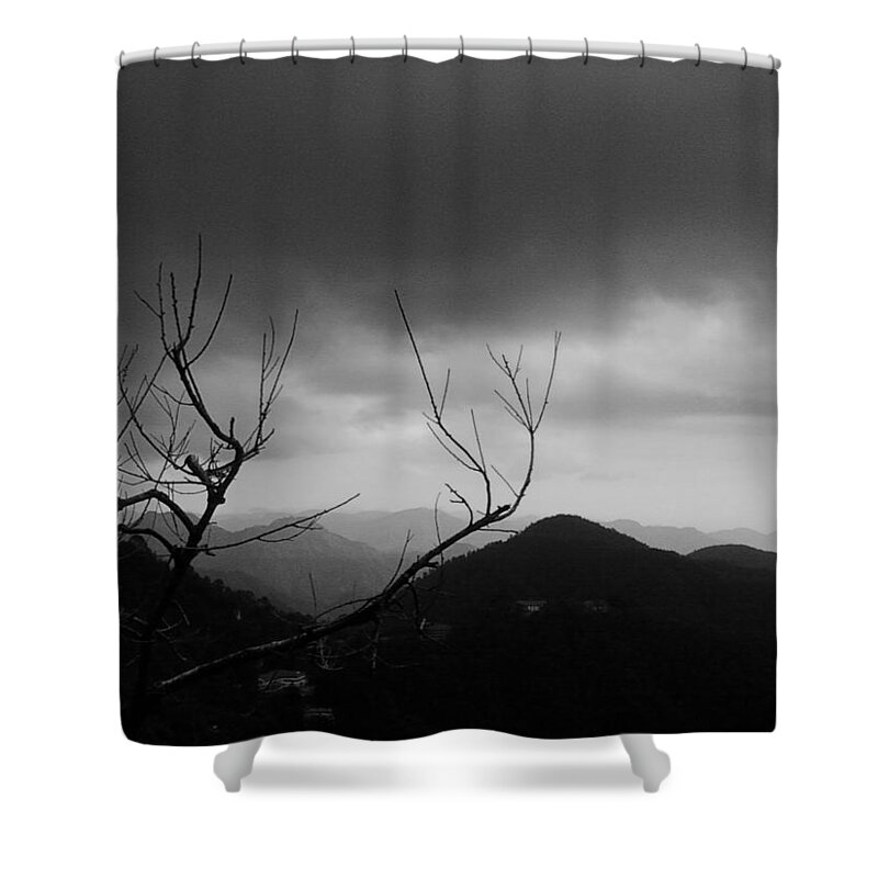 Wallpaper Buy Art Print Phone Case T-shirt Beautiful Duvet Case Pillow Tote Bags Shower Curtain Greeting Cards Mobile Phone Apple Android Nature Pari Tibba Hill Of Fairies Ghosts Spirits Mussoorie India Hills Mountains Clouds Salman Ravish Khan Shower Curtain featuring the photograph Pari Tibba Mussoorie by Salman Ravish