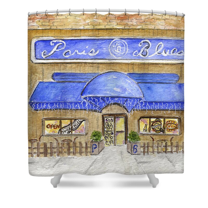 Paris Blues Harlem Jazz Shower Curtain featuring the painting Paris Blues in Harlem by AFineLyne