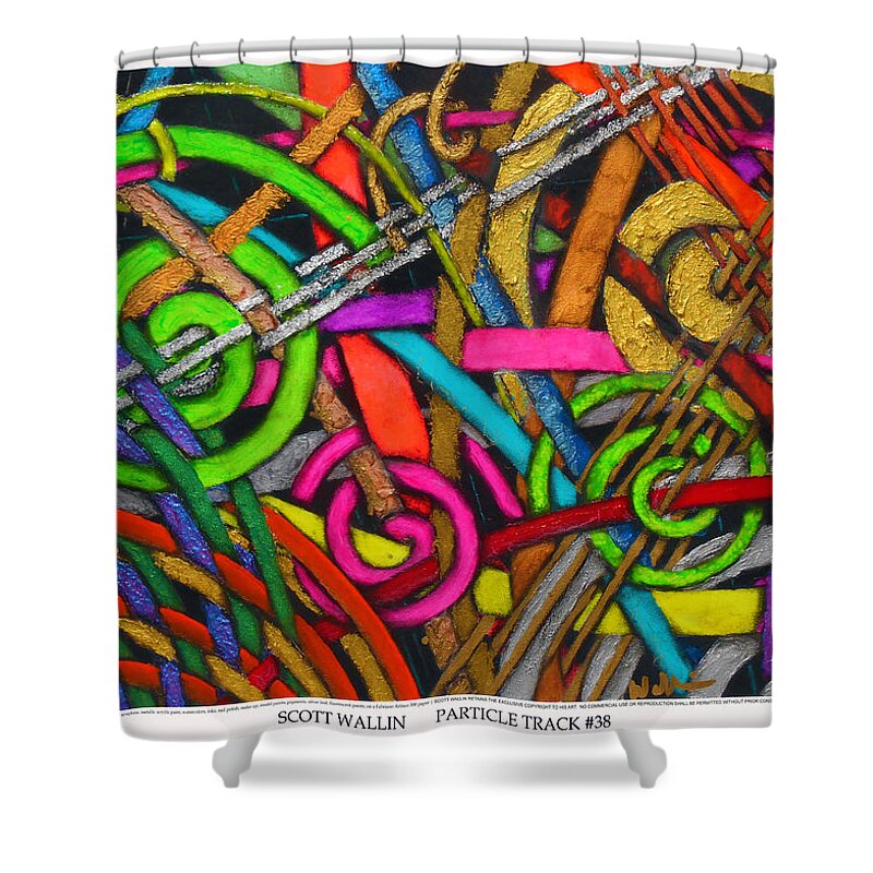 Soft Pastels Shower Curtain featuring the painting Particle Track Thirty-Eight by Scott Wallin