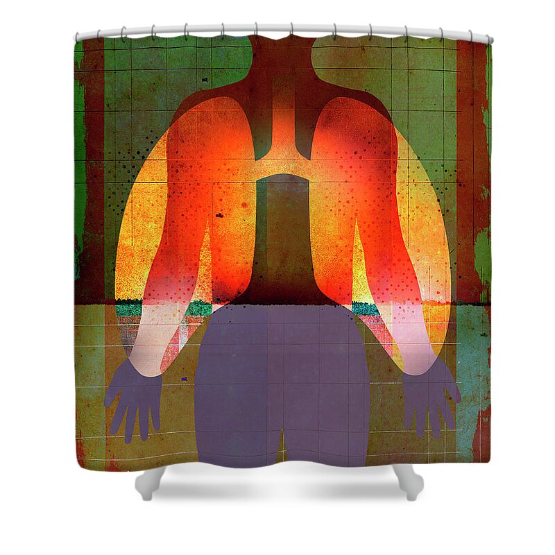 Abstract Shower Curtain featuring the photograph Particles Inside Of Glowing Lungs by Ikon Ikon Images