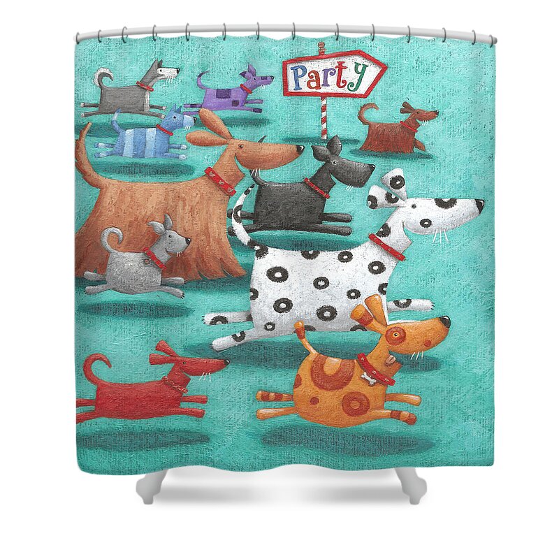 Peter Adderley Shower Curtain featuring the photograph Party by MGL Meiklejohn Graphics Licensing