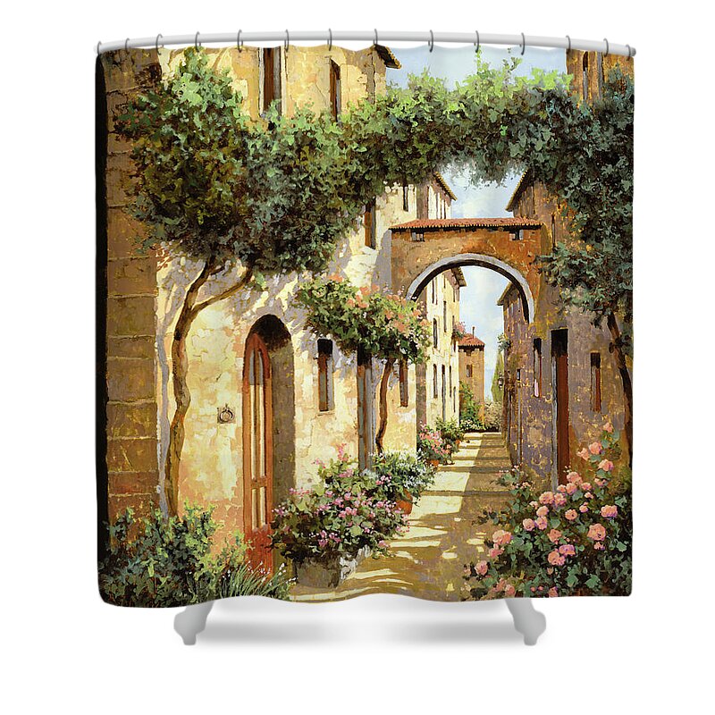 Landscape Shower Curtain featuring the painting Passando Sotto L'arco by Guido Borelli