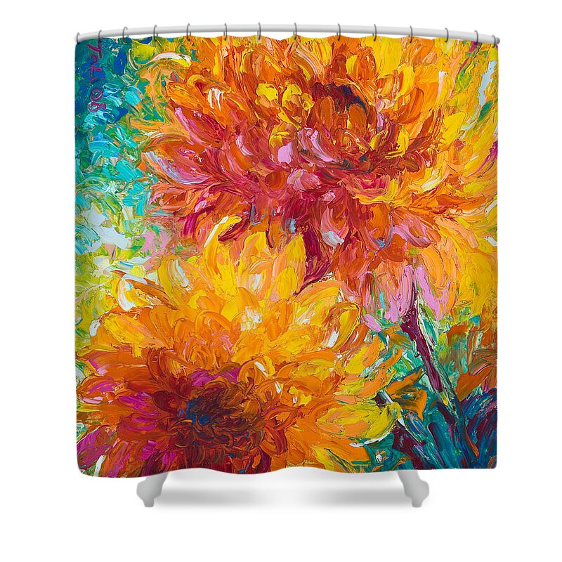 Dahlia Shower Curtain featuring the painting Passion by Talya Johnson
