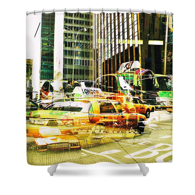 New York City Shower Curtain featuring the photograph Passion NYC Midtown Noon Traffic by Sabine Jacobs