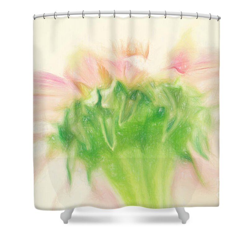 Zinnia Shower Curtain featuring the photograph Pastel Pink Zinnia by Lois Bryan