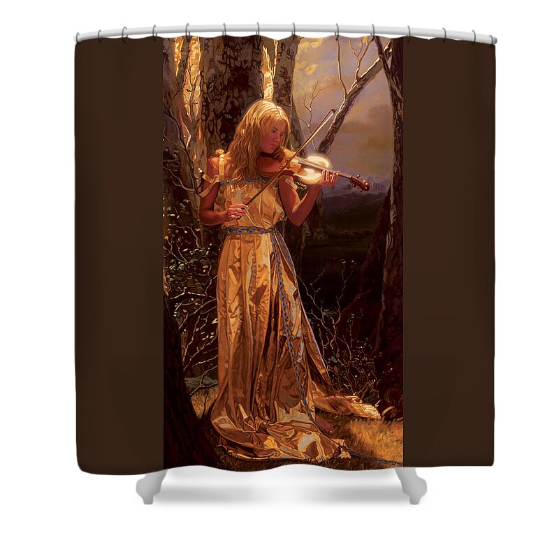 Romance Prints Shower Curtain featuring the painting Pathos by Patrick Whelan