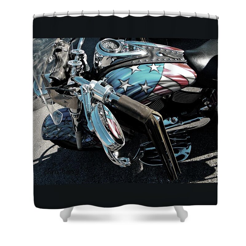 Bike Shower Curtain featuring the photograph Patriotic Bike by Chris Berry